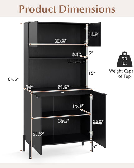 Giantex Meuble de cuisine garde-manger 64,5" avec station de charge