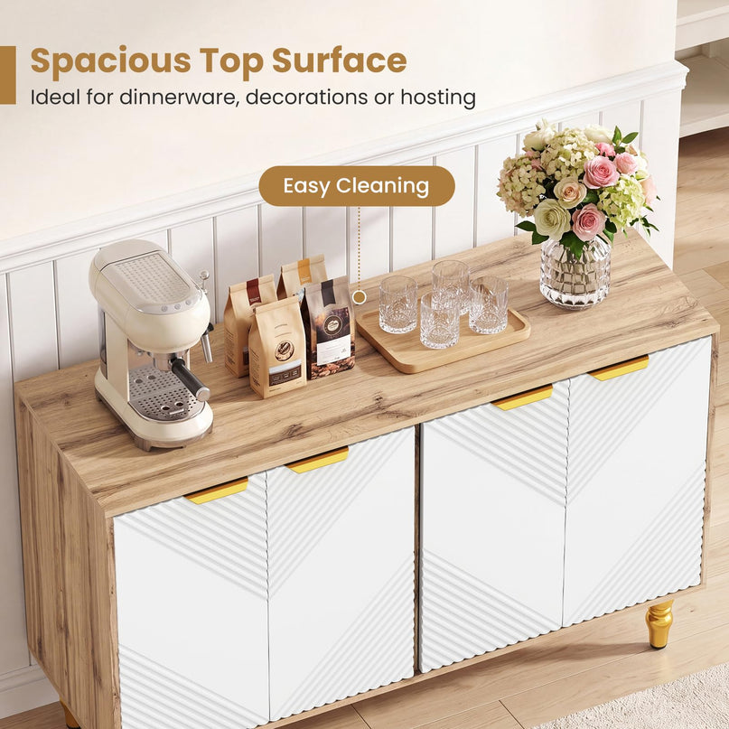 GIANTEX 47" Sideboard Buffet Cabinet with 4 Fluted Doors