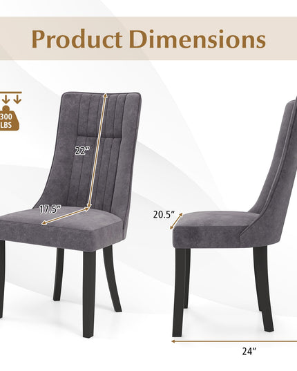 Giantex Upholstered Dining Chairs Set, Channel Tufted Kitchen Chairs w/High Backrest