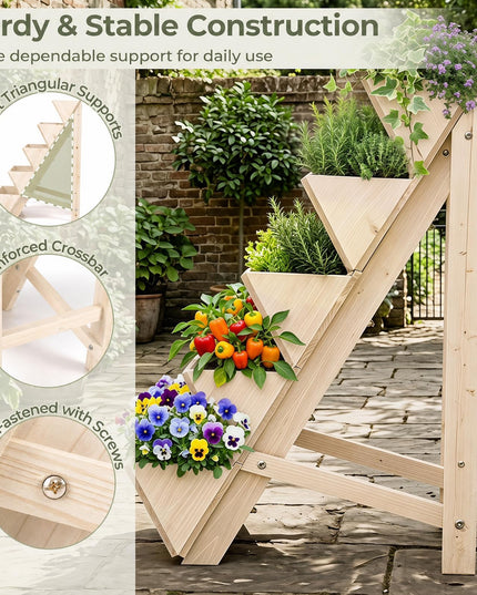 Giantex 5-Tier Wooden Freestanding Vertical Raised Garden Bed (1/2)
