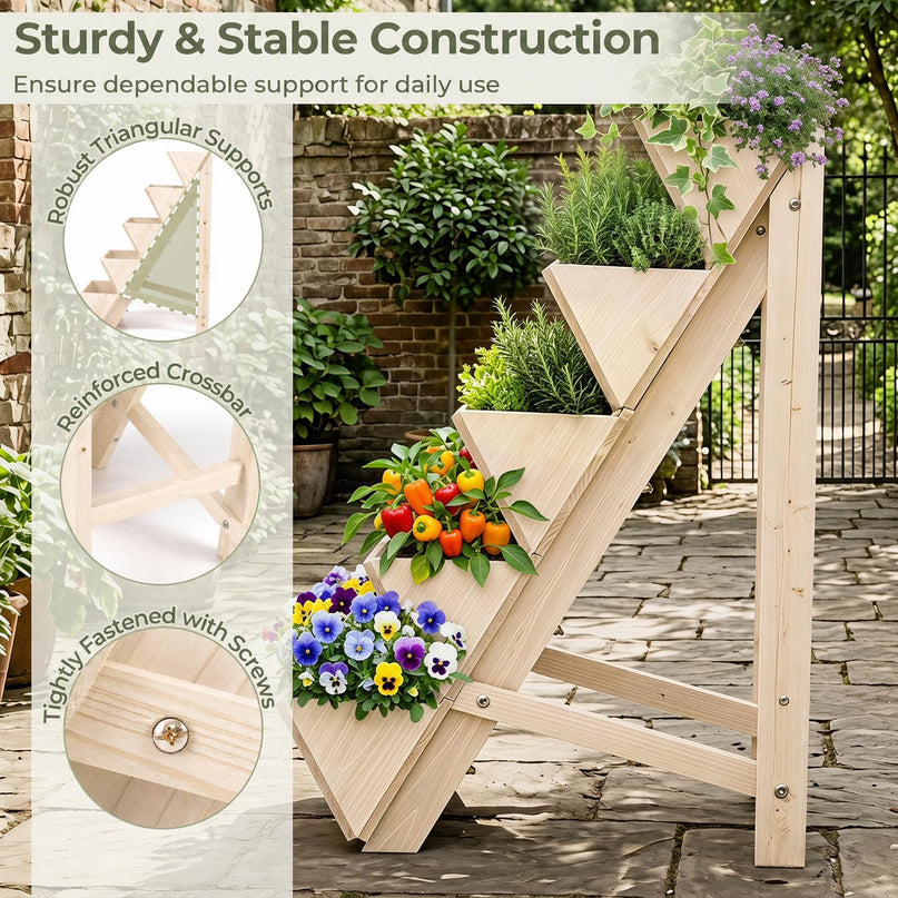 Giantex 5-Tier Wooden Freestanding Vertical Raised Garden Bed (1/2)