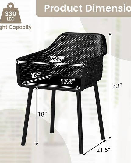 Giantex Plastic Dining Chairs w/Breathable Mesh Backrest Wide Seat Sturdy Supporting Legs