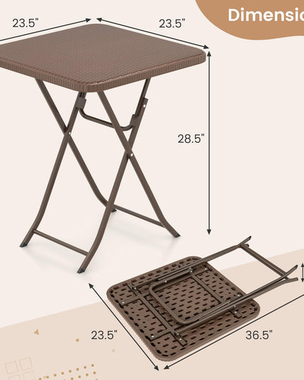 Giantex 23.5" Square Folding Table, HDPE Foldable Patio Bistro Table for 2-4, Indoor Outdoor Use