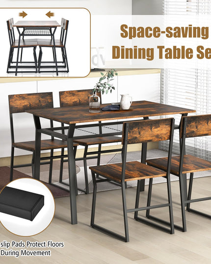 Giantex Dining Table Set for 4, 47”L x 28”W Rectangular Kitchen Table w/ 4 Trapezoid Chairs