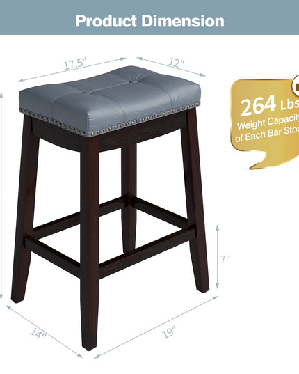 Backless Counter Stool with Footrest, Soft Seat Cushion