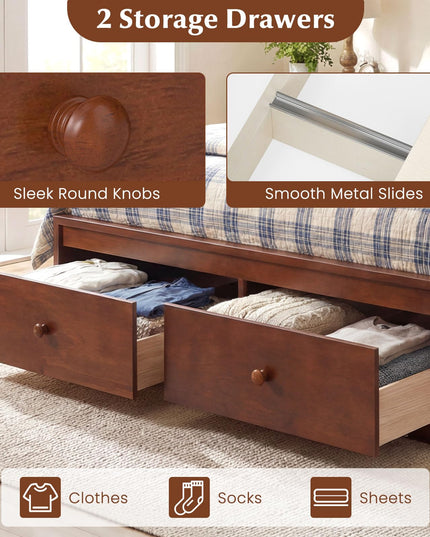 Cadre de lit Giantex pour lit double/simple avec tiroirs de rangement