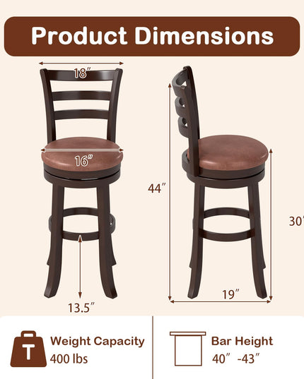 Giantex Swivel Bar Stools Set of 2/4 30" Upholstered Counter Height Bar Chairs