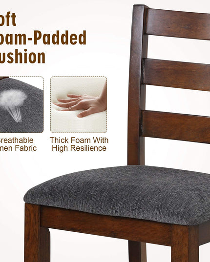 Upholstered Bar Stools with Solid Rubber Wood Frame, Foam-Padded Cushion