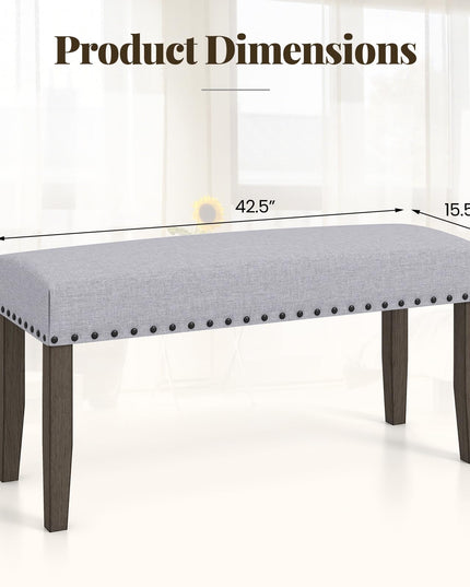Giantex 42.5” Upholstered Entryway Bench, Set of 1/2 Dining Bench with Nailhead Trim
