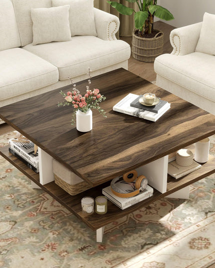 Giantex Square Coffee Table with Storage for Living Room