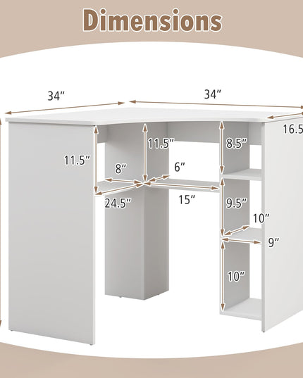 Giantex Corner Desk with Storage, 34" W x 30.5" H Small Computer Desk with Adjustable Shelves