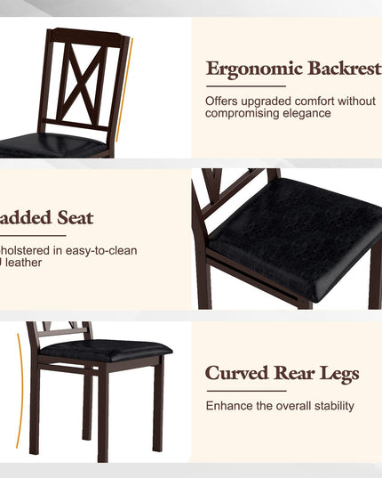 Giantex 5 Piece Dining Table Set for 4 with Rubber Wood Legs