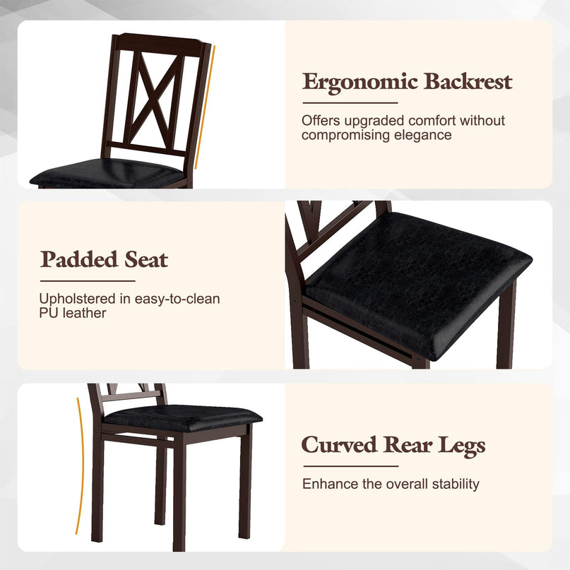 Giantex 5 Piece Dining Table Set for 4 with Rubber Wood Legs