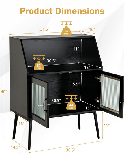 Giantex Buffet Cabinet with Storage, Farmhouse Sideboard with Open Shelves & Tempered Glass Door