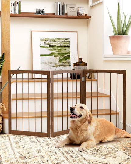 Giantex 63" W x 30" H Foldable 3-Panel Freestanding Dog Gate for Small Medium Dogs