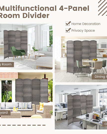 Giantex Room Divider 4 Panel, 6FT Tall Folding Privacy Screen with Solid Wood Frame