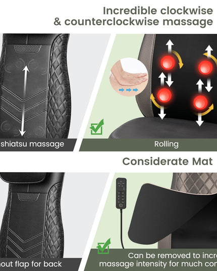 Giantex Back Massager Chair Pad - Massage Seat Cushion with Heat & Vibration