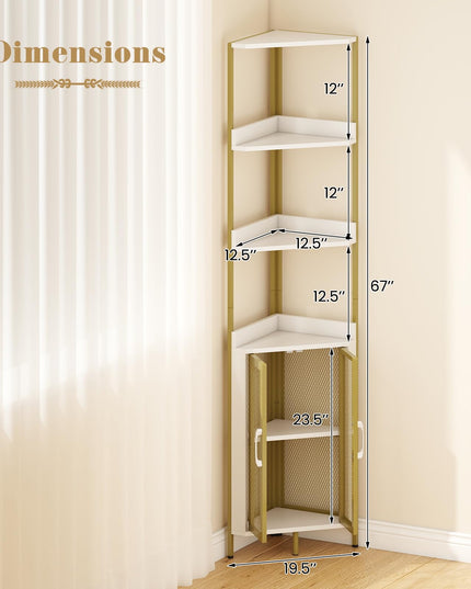 Étagère d'angle 6 niveaux Giantex, 170 cm de haut, avec armoire, bibliothèque industrielle