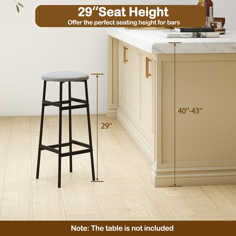 Giantex 29 Inch Bar Stools Set with Sturdy Metal Frame and Footrest