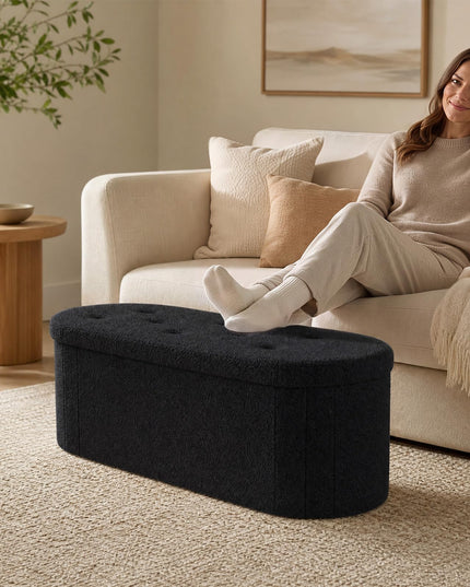 GIANTEX 43" Oval Storage Ottoman Bench with Dividers