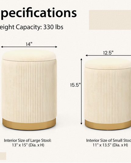 Giantex Ottoman with Storage - Set of 2 Storage Ottomans