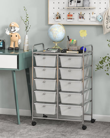Giantex 10 Drawers Rolling Cart, Classroom Organizers