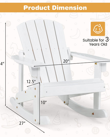 Giantex Wooden Adirondack Rocking Chair - Kids Outdoor Adirondack Rocker with Slatted seat, Smooth Rocking Feet