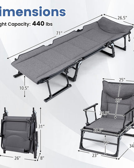 Chaise longue pliante Giantex pour patio avec coussin pour salon