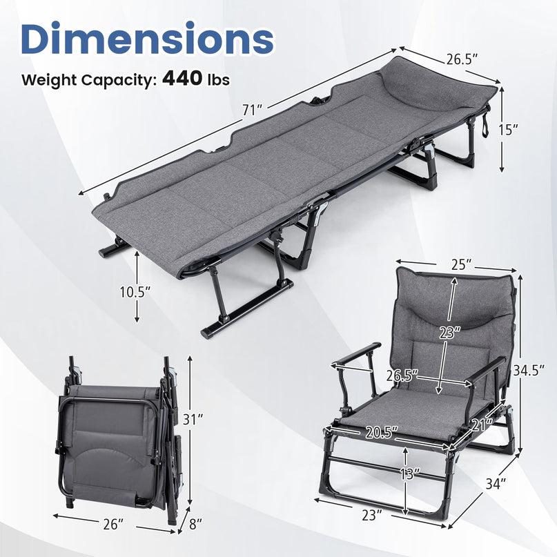 Chaise longue pliante Giantex pour patio avec coussin pour salon
