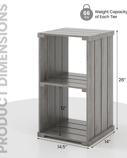 Giantex 2-Cube Bookcase Set of 1/2, 3-Tier Paulownia Wood Cubic Organizer w/Open Back