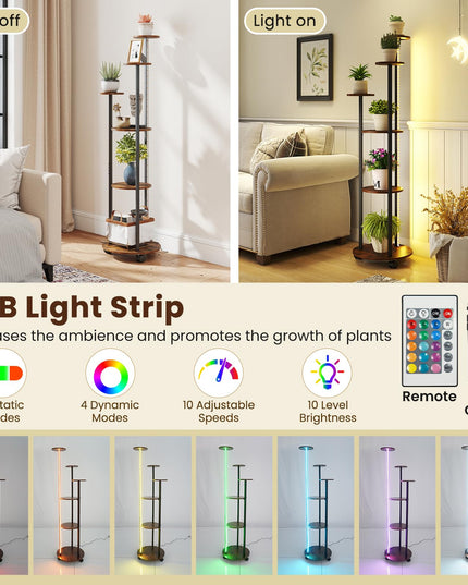 Support à plantes d'intérieur Giantex avec lumières et roulettes pour petits espaces, salon, balcon