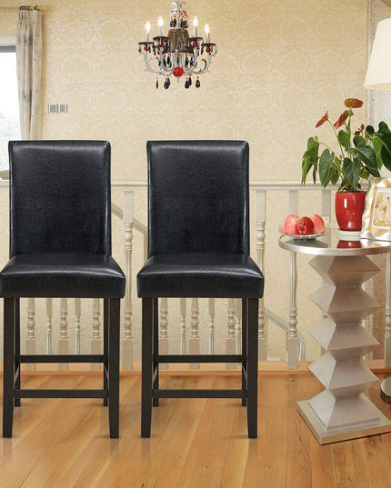 Giantex 25 inch Wooden Vintage Bar Chairs, Counter Stools w/ Upholstered Foam Cushion & Solid Rubber Wood Legs