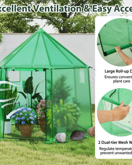 Giantex Portable Walk in Outdoor Hot House Tent with Heavy-Duty Metal Frame & All-Weather PE Cover