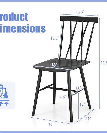 Giantex Metal Dining Chairs Set, Farmhouse Kitchen Chairs w/High Cross Backrest & Curved Seat