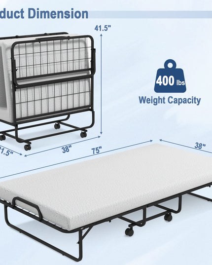 Sturdy and Durable Metal Folding Bed with Mattress