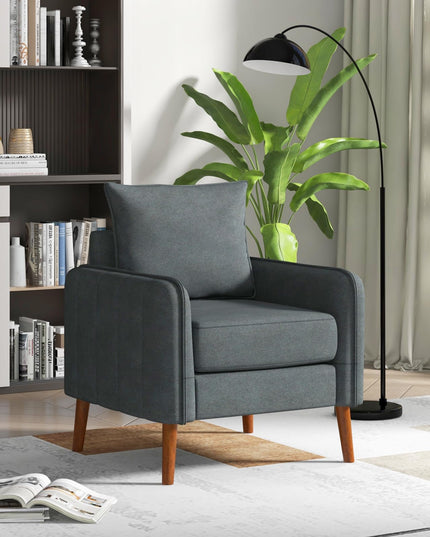 Giantex Modern Mid-Century Accent Chair Set of 2- Fabric Upholstered Accent Arm Chair with 3" Thick Seat Cushion