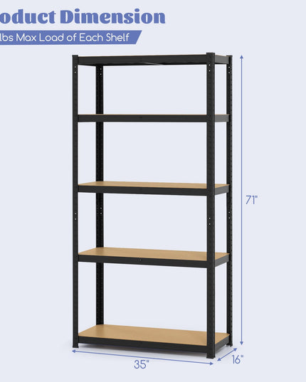 Giantex 5-Tier Storage Utility Shelves, 2000 LBS Total Load Capacity, Metal Garage Shelving Unit