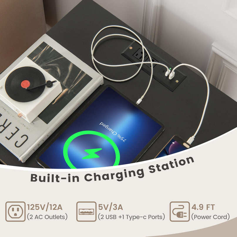 Giantex Record Player Stand with Charging Station
