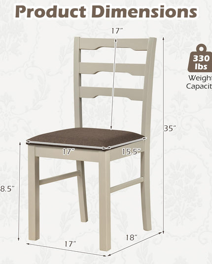 Giantex Wood Dining Chairs Set of 2/4 | Farmhouse Upholstered Kitchen Chairs with Ladder Back Design