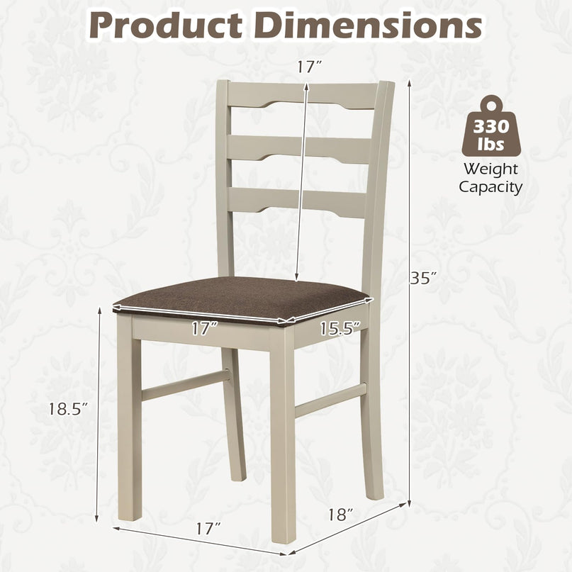 Giantex Wood Dining Chairs Set of 2/4 | Farmhouse Upholstered Kitchen Chairs with Ladder Back Design