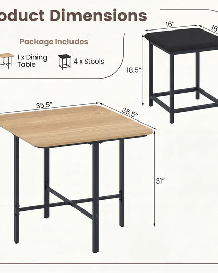 Giantex Dining Table Set for 4 with Upholstered Stools