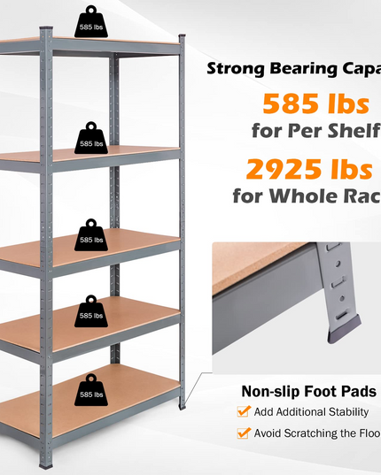 Storage Shelving Rack Utility Shelf 5-Tier | Heavy Duty 2750LBS Garage Shelves Shelving