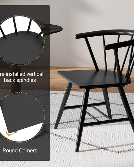 Giantex Windsor Dining Chairs Set of 2/4 w/Solid Rubber Wood Frame