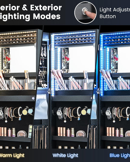 CHARMAID LED Mirror Jewelry Cabinet