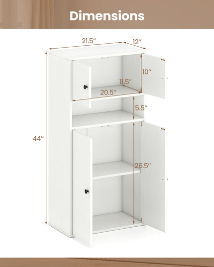 Giantex Étagère Haute de 112 cm, Bibliothèque Moderne avec Portes et Étagère Réglable
