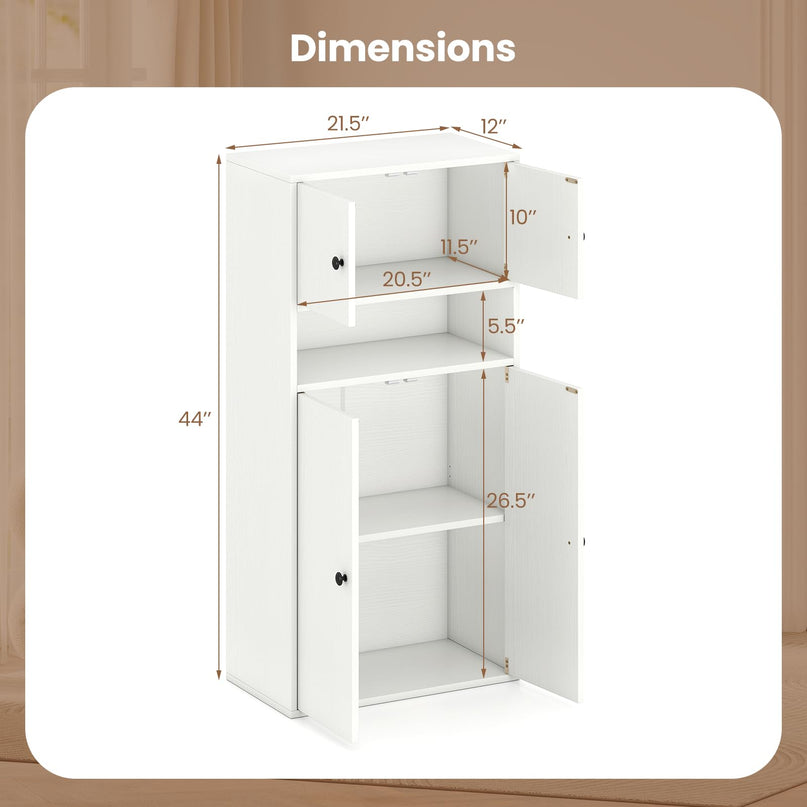 Giantex 44" Tall Bookshelf Modern Bookcase with Doors & Adjustable Shelf