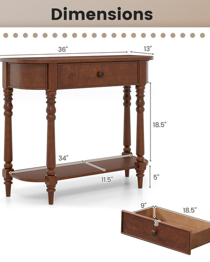 Giantex 36" Retro Entryway Table with Storage Drawer & Elegant Legs for Living Room Foyer