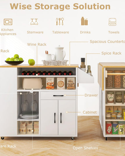 Giantex Rolling Kitchen Island Cart w/Drop Leaf