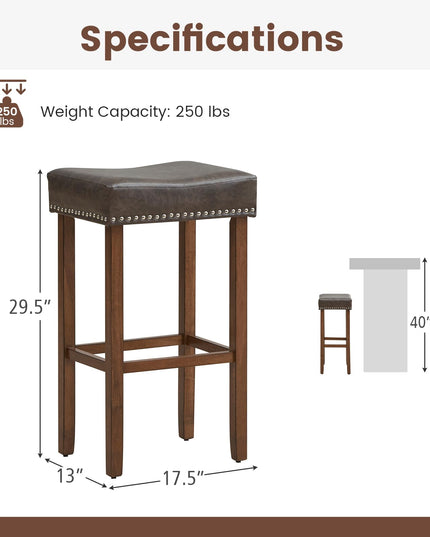 Giantex Bar Stools, Saddle-Shaped Kitchen Stools, PU Leather Bar Height Saddle Stools w/Footrests