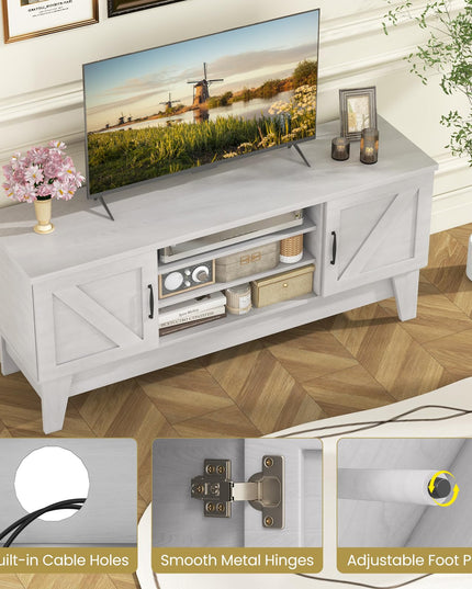 Giantex TV Stand for TVs Up to 65 Inches, 59” Entertainment Center with 2 Barn Door Cabinets, 4 Adjustable Shelves